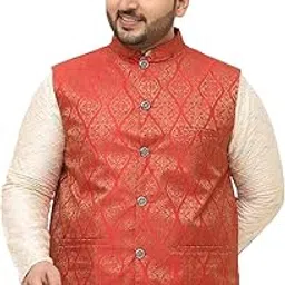 sojanya Plus (Since 1958) Men's Jacquard Silk Self Design ONLY Nehrujacket-picture-11