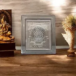 CharmInSilver 999 Pure Silver Mini Frame Laxmi Yantra | Sri Yantra | Shree Yantra 7x6 Cm Frame | Tabletop Stand | Silver Gift Item | Suitable to Store in Pooja Room,Office,Home,Car Dashboard-picture-26