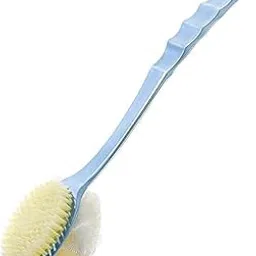 CHAMELI 2 IN 1 Bath Body Soothing Brush With Soft Loofah And Bristles,Back Scrubber With Curved Long Handled Shower Brush For Wet Or Dry, Women & Men (Multi Colour)-image-11