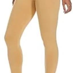 Fit Stretchable Nylon Elasthane Fabric Ankle Length Shimmer Leggings for Women (Beige)-image-42