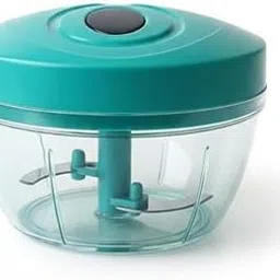 Manual Food Chopper with Pull Cord, 500ml Turquoise Glass Container, Rotating Blades for Vegetables and Herbs, Compact Kitchen Mincer with Non-slip Base-picture-30