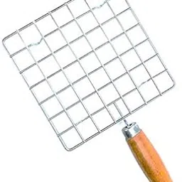 Puno Stainless Steel Square Papad Jali/Roti Roast Grill/Papad Roast Grill With Handle, 17cm, Silver-picture-19