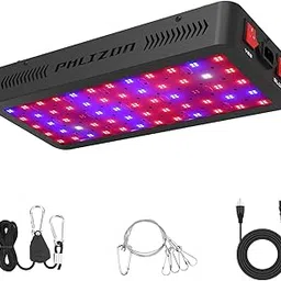 Phlizon Newest 600W LED Plant Grow Light,with Thermometer Humidity Monitor,with Adjustable Rope,Full Spectrum Double Switch Plant Light for Indoor Plants Veg and Flower- 600W(10W LEDs 60Pcs)-picture-30