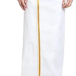 yhwh Elegant White Pure Cotton Dhoti for Men - Traditional Ethnic Wear, 2 MT-picture-34