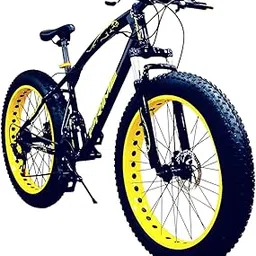 Amaze Prime Fat Tyre Mountain Bike, 26-inch Wheels, 21-Speed, Dual Disc Brakes, Front Suspension, Yellow (Black - Yellow)-picture-36