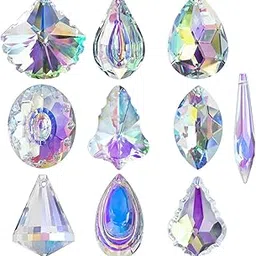 H&D 10pcs Coloful Crystal Chandelier Lamp Lighting Drops Pendants Prisms Hanging Glass Prisms Parts Suncatcher Home Car Decor-picture-21
