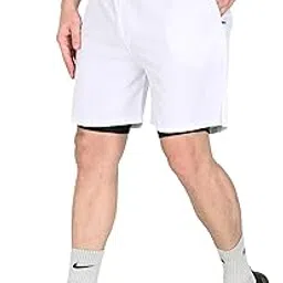 Ameena Store Men’s 2 in 1 Active Dual Shorts with Inner Tights | Double Layer Gym Shorts | Running, Training & Sports Shorts with Pocket Plus Size Plus Size (S to 6XL)-image-1