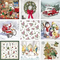 Decoupage Tissue Paper Napkin Christmas Print Set 10-9 Decoupage Tissues -1 napkins of each design - 9 pc total-picture-27