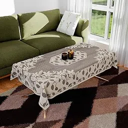Kuber Industries Center Table Cover | Net Table Cloth Cover | 4 Seater Table Cloth | Flower Table Cover | Table Protector | Table Cover for Center Table | 40x60 Inch | S21 | Cream-image-25