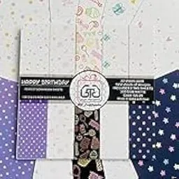 G2g Matte Paper Pattern Scrapbooking happy birthday scrapbook 12x12 paper with very thick paper Amazing for all diys , Scrapbook making and all handmade gifts 22 sheets (6x6) image 1