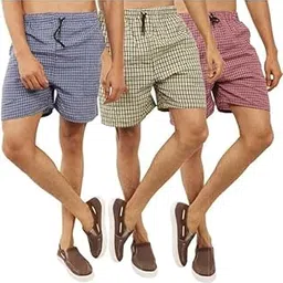 Men's Cotton Regular Fit Checkered Shorts with Inside Comfortable Elastic Waistband (Pack of 3)-picture-10