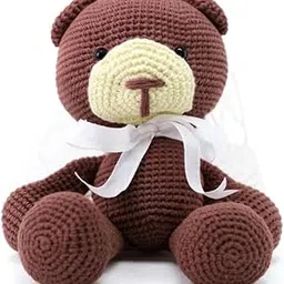 Handmade Crochet Teddy – Brown Amigurumi Plush Doll – Soft Cotton Yarn Doll | Baby Shower Gift, 1st Birthday Keepsake, Nursery Décor, Newborn Gift-image-0