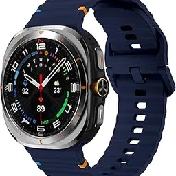 Quick Release Soft Silicone Strap Compatible with Samsung Galaxy Watch Ultra, Adjustable Waving Stitching Straps for Galaxy Watch Ultra 47mm, Waterproof Sport Wristband image 1