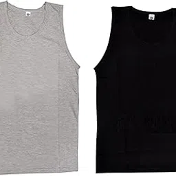 hivata Fancy Gym Vest for Men & Boys (Pack of 2) Sports Running Cotton Sleeveless Vest/Baniyan Modern Fit Solid Inner wear in Grey & Black Color-picture-30