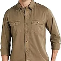 symbol premium Men's Casual Washed Cotton Twill Shirt (Regular Fit) image 1