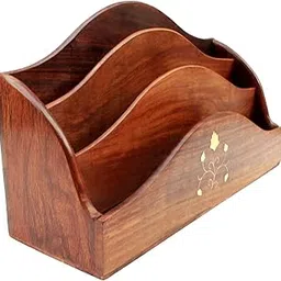 ITOS365 Hand Carved Wooden Desk Letter Rack Stand - Magazine Rack Holder for Home Office-picture-19