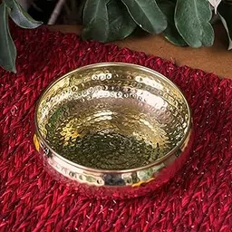 Golden Metal Handcrafted Traditional Hammered Urli | Brass Urli Bowl for Home Decoration | Kitchen Decor | Bowl for Decoration | Housewarming Gifts | 6.5 inches | 850ml Capacity-picture-18