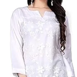 Women's Cotton Fancy Top (White)-image-93