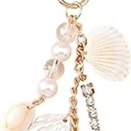 pmeixcy Beach Keychain, Cute Starfish Pearl Seashell Bag Charms for Women, Gold Bag Charm Keychain for Tote Bags, Car Keyring, Purse Accessories, 10x5cm Multi-Color Gift Keychain Charms-picture-16
