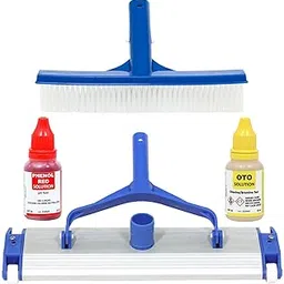 PooLKiT Swimming Pool Vacuum Head 18 Inch, Wall Brush 10 Inch & Swimming Pool Test Kit pH and Free Chlorine Water Quality Tester Refill Pack, Cleaning Kit-picture-26