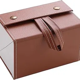 4 Slots Sunglasses Organizer | Hanging And Foldable Eyeglasses Case | Eyewear Display Containers For Women And Men | PU Leather Goggles Organizer Box Case | Brown-image-25