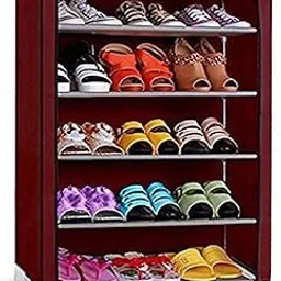 CMerchants Smart Buy Home Utility Portable Space Saving 5 Layer Shoe Rack Organizer Stand Maroon, Metal-picture-17