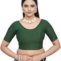shreeji designer Round Neck Cotton Supper Lycra Fully Stretchable Half Sleeve Readymade Blouse for Women-picture-49