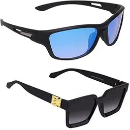 Driving Sport Retro Square Blue and Stylish Sunglass for Men & Women | Full-Rim Cover Eyewear for Driving, Cycling, Sports,Cricket | Lightweight Flexible for All-Day Comfort AR.N-12-image-72