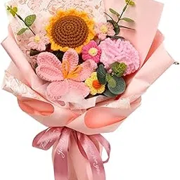 ECOMISTIQ® Crochet Flower Bouquet Knitting Flower for Anniversary Birthday Teacher’ Day Pink Carnation|Home & Garden|Home Décor|Floral Décor-image-53