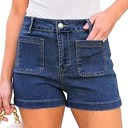 sugathari Women's Casual Summer Denim 2025 Fashion Shorts Mid Waisted Ripped Jean Shorts with Pockets, Vintage Wash, Straight Cut, (Short 238)-picture-38