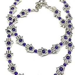 digital dress room Digital Dress Traditional Authentic Fashionable Attractive Indian Style Alloy Metal Fancy Oxidised German Silver Plated Hamsa Anklet with Beads Payal Comes Pair Women Girls Gift Jewellery-picture-31