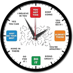 wallkriti Motivational Clock Wall Art, Office Home Decor with Inspirational Quotes, Black and White Design, Modern Timepiece Theme-picture-12