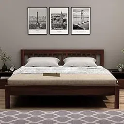 PAYAKITA FURNITURE Sheesham Wood King Size Foster Bed Without Storage Solid Wood Wooden Cot Palaung for Bedroom Living Room(Walnut Finish) (Walnut)-image-33