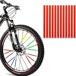 Alexvyan 12 pcs Red Spoke Wheel Reflectors Bicycle, 7.5 x 0.5cm Bicycle Spokes Sticks with 360° Visibility Bicycle Spokes Reflectors Clips Bicycle Reflectors Cycling Accessories Mountain Bike-picture-14