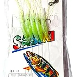Sabiki Fishing Rig with Glow in Dark Shrimp Design, Sharp Hooks, Snap and Swivel Attachments for Mail Line and Sinker, Size 14 Hook-picture-16
