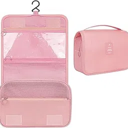 sxosyo Toiletry Bag for Women Hanging Makeup Bags Organizer Travel Bag for Toiletries Cosmetic Bag Waterproof Bathroom Shower Bag with Hook, Light pink, small, Portable Handle-picture-14