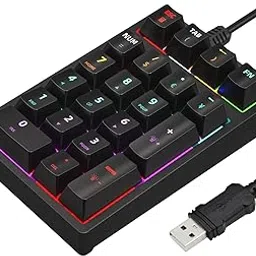 Gurjot USB Mechanical Numeric Keypad with Wired Color Backlight 21 Key Numpad for Laptop Desktop Computer PC Black (Blue Switches)-picture-24