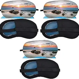 Samtrish Cotton Sleep Eye Mask for Side Sleepers Men&Women | Zero Pressure Eye Cover | Light Blocking Patented Night Blindfold | Soft Travel Eye Shade with Free Ear Plugs (Nature Design 11) |Pack of 3-picture-58