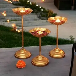 Set of 3 Urli Bowl Tealight Holder Stand, Decorative Tealights Floating Diya Holders Showpiece Items for Diwali, Home Decor, Puja Decor, Weddings, Anniversaries, House Warmings-image-50
