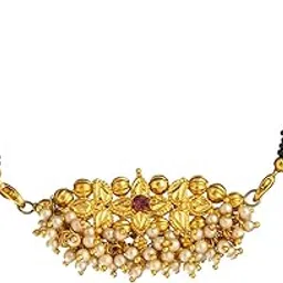 shining jewel - by shivansh Gold Plated Traditional Black Beads Thushi Mangalsutra Necklace For Women & Girls (SJ_2999_W)-picture-20