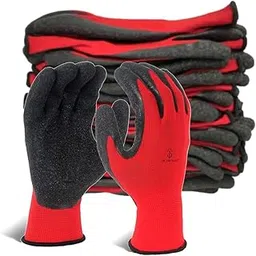 SR TRENDS Safety Gloves - Nylon Nitrile Coated Industrial & Home Cut Resistant Hand Gloves (RED/BLK (LATEX COATED), PACK OF 12 PAIRS)-image-12