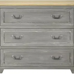 APRODZ Mango Wood Storage Cabinet Natal Chest of 3 Drawers Furniture for Living Room | Natural Grey-picture-27
