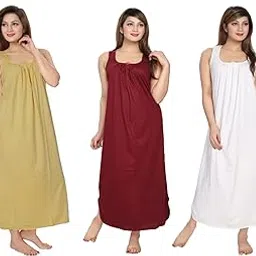 h & c Full Length Women's Hosiery Cotton Fabric Long Nighty Slip/Camisole Slip/Night Wear Maxi for Women Pack of 3-picture-46