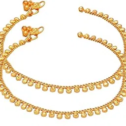 memoir Gold plated Ethnic Coin Ginni design Bridal Wedding payal pajeb Anklets for Women-picture-51