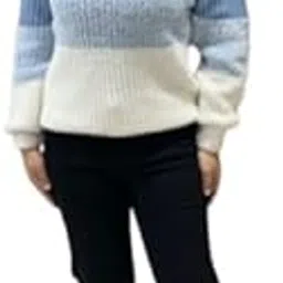 Trendy Color-Block Stylish Short Length Cropped Top/Sweater Blue-picture-46