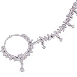 gc premium jewellery Exquisite American Diamond Nose Ring with Graceful Hanging Drop-picture-27
