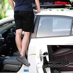 Vietnam Car Doorstep Easy Access to Rooftop Roof-Rack Folding Ladder Hooked Foot on Pegs Stand Door Step Support with Safety Hammer for Jeep, SUV (Pack of 1) (Multicolor)-picture-14