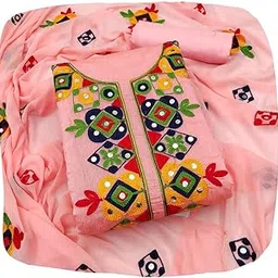 ethnicjunction Women's Rajasthani Mirror Work Chanderi Embroidery Unstitched Salwar Kameez Dress Material-picture-15
