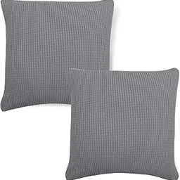 HOKIPO 200 GSM Thick Jacquard Cushion Cover 16x16 Inches Set of 2, Light Grey (AR-4867-LGRY*2)-image-15
