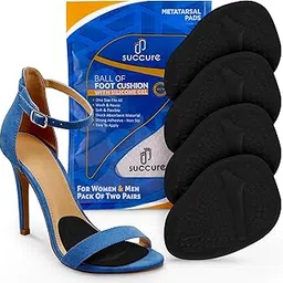 Succure 2 Pair Metatarsal Pads for Women & Men's Ball of Foot Cushions for Women High Heel - Helps with Pain Instantly - 0.12in Thick Mortons Neuroma Inserts - Soft Foot Pads Ball of Foot Pain (Black)-picture-31